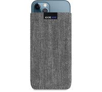 Adore June Business Pouch compatible with iPhone 13 / iPhone 13 Pro/iPhone 12 / iPhone 12 Pro, Characteristic Material Fabric Sleeve with Display Cleaning Effect, Grey/Black