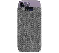 Adore June Business Pouch compatible with iPhone 14-15 Plus/iPhone 14-15 Pro Max, Characteristic Material Fabric Sleeve with Display Cleaning Effect, Grey/Black