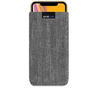 Adore June Business Pouch compatible with Apple iPhone XR, Characteristic Material Fabric Sleeve with Display Cleaning Effect, Grey/Black