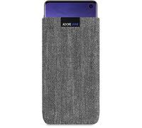 Adore June Business Pouch compatible with Samsung Galaxy S10, Characteristic Material Fabric Sleeve with Display Cleaning Effect, Grey/Black