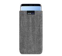 Adore June Business Pouch compatible with Samsung Galaxy S9 Plus / S9+, Characteristic Material Fabric Sleeve with Display Cleaning Effect, Grey/Black