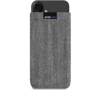 Adore June Business Pouch compatible with iPhone 16e / iPhone 16, Characteristic Material Fabric Sleeve with Display Cleaning Effect
