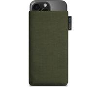 Adore June Classic Olive-Green Protection Sleeve compatible with iPhone 16 Pro 2024, Pouch Case Made of Durable Fabric with Display Cleaning Effect
