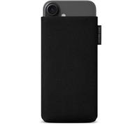 Adore June Protection Sleeve Classic Recycled Black compatible with iPhone 16e / iPhone 16, Modern Sustainable R-PES Fabric. Manufactured in Europe