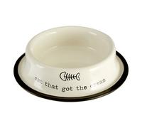 Adore Pets Cat That Got The Cream 0.4L Water Food Bowl Plate Galvanised Steel