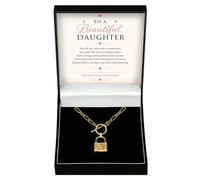 Adored Gifts Necklace for Daughter Love Lock with Personalised Keepsake Box | 18k gold over stainless steel with polished padlock design and adjustable chain