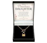 Adored Gifts Necklace for Daughter Love Lock with Personalised Keepsake Box | 18k gold over stainless steel with polished padlock design and adjustable chain