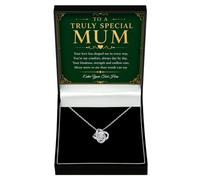 Adored Gifts Necklace for Mum Love Knot with Personalised Keepsake Box | 14K white gold over stainless steel with sparkling cubic zirconia and adjustable chain