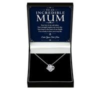 Adored Gifts Necklace for Mum Love Knot with Personalised Keepsake Box | 14K white gold over stainless steel with sparkling cubic zirconia and adjustable chain
