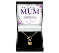 Adored Gifts Necklace for Mum Love Lock with Personalised Keepsake Box | 18k gold over stainless steel with polished padlock design and adjustable chain