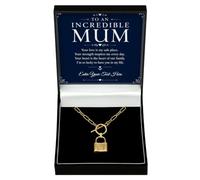 Adored Gifts Necklace for Mum Love Lock with Personalised Keepsake Box | 18k gold over stainless steel with polished padlock design and adjustable chain