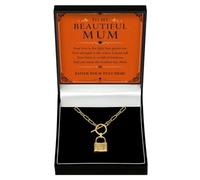 Adored Gifts Necklace for Mum Love Lock with Personalised Keepsake Box | 18k gold over stainless steel with polished padlock design and adjustable chain