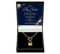 Adored Gifts Necklace for Sister Love Lock with Personalised Keepsake Box | 18k gold over stainless steel with polished padlock design and adjustable chain