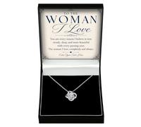 Adored Gifts Necklace for Wife Love Knot with Personalised Keepsake Box | 14K white gold over stainless steel with sparkling cubic zirconia and adjustable chain