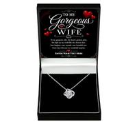 Adored Gifts Necklace for Wife Love Knot with Personalised Keepsake Box | 14K white gold over stainless steel with sparkling cubic zirconia and adjustable chain