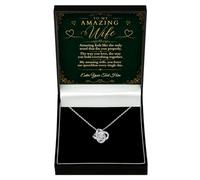 Adored Gifts Necklace for Wife Love Knot with Personalised Keepsake Box | 14K white gold over stainless steel with sparkling cubic zirconia and adjustable chain