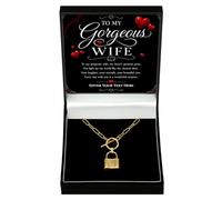 Adored Gifts Necklace for Wife Love Lock with Personalised Keepsake Box | 18k gold over stainless steel with polished padlock design and adjustable chain