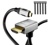 Adoreen 4K@60Hz 2K USB C to Downward 90 Degree Angled HDMI Cable 6 Ft, Slim Thin HDR Type C 3.1 to HDMI 2.0 Adapter Cord Thunderbolt 3/4 for MacBook, iPhone 16/15, iPad, Galaxy,Surface,TV Monitor+Ties
