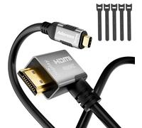 Adoreen 4K@60Hz 2K USB C to Left 90 Degree Angled HDMI Cable 12 Ft, Slim Thin HDR Type C 3.1 to HDMI 2.0 Adapter Cord Thunderbolt 3/4 for MacBook, iPhone 16/15, iPad, Galaxy, Surface,TV Monitor+Ties