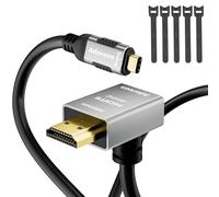 Adoreen 4K@60Hz 2K USB C to Upward 90 Degree Angled HDMI Cable 3 Ft, Slim Thin HDR Type C 3.1 to HDMI 2.0 Adapter Cord Thunderbolt 3/4 for MacBook, iPhone 16/15, iPad, Galaxy, Surface,TV Monitor+Ties