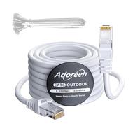 Adoreen Cat 6 Outdoor Ethernet Cable 40 Ft White, High Speed Heavy Duty Long Internet Network Cable for POE Camera, Sturdy Waterproof Direct Burial+25 Ties