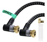 Adoreen RG6 Coaxial Cable 8 Feet/2 Pack-90 Angled to 90 Angled Male F Type, Quad Shielded Coax Cord(1.5 to 100ft) Gold Plated Nylon Braided-with a 90 Degree Male to Female Adapter and 15 Ties
