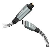 Adoreen USB C to Toslink Digital Optical Audio Cable 6 Ft, USB 2.0 Male to SPDIF Port Male Fiber Optic Adapter, Braided for TV/Soundbar, Sony PS5, Speakers & Home Theater, Smartphone-Unidirectional