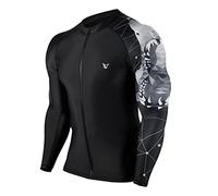 ADOREISM Men's Long Sleeve Zip Rash Guard UPF 50+ UV Sun Protection Quick Dry Swim Shirts for Fishing Hiking Surfing, Shark, L