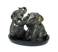 ADORIC B2SEE LTD Elephant Salt and Pepper Shaker Set Ceramic Elephants on Black Saucer