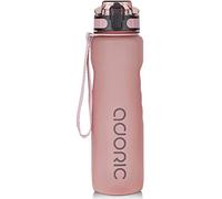 ADORIC Sports Water Bottle 1L, BPA Free Tritan Non-Toxic Plastic Sport Water Cup, Durable Leak Proof Water Bottle with Filter, Flip Top (Pink-1000ml)