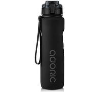 ADORIC Sports Water Bottle 1L, BPA Free Tritan Non-Toxic Plastic Sport Water Cup, Durable Leak Proof Water Bottle with Filter, Flip Top (Black-1000ml)