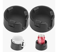 Adorila 2 Pack Anti-Spill Cup Holder, Adjustable Inner Diameter Drink Coaster with Sticker, Table Drink Holder for Home Office Outdoors (Black)