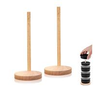 Adorila 2 Pack Bamboo Tumbler Lid Organizer, Detachable Cup Lid Organizer, Vertical Water Bottle Lid Rack Holder for Kitchen Cabinet