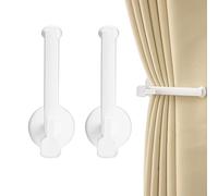 Adorila 2 Pack Curtain Holdbacks Wall Mounted, Self Adhesive L Shaped Curtain Holder, Drapery Tiebacks for Home Office Decorative (White)