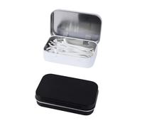 Adorila 2 Pack Dental Floss Case, Refillable Glide Floss Storage, Travel Metal Dental Pick Dispenser (Black, White)