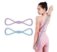 Adorila 2 Pack Figure 8 Resistance Bands with Handles, Silicone Exercise Bands for Women, Elastic Rope Stretch Fitness Band for Arm, Back, Chest, Shoulder, Legs (15LB Purple, 25LB Blue)