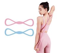 Adorila 2 Pack Figure 8 Resistance Bands with Handles, Silicone Exercise Bands for Women, Elastic Rope Stretch Fitness Band for Arm, Back, Chest, Shoulder, Legs (15LB Pink, 25LB Blue)