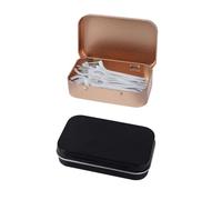 Adorila 2 Pack Floss Case, Refillable Glide Floss Storage Container, Travel Metal Dental Pick Dispenser (Black, Gold)