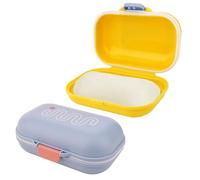 Adorila 2 Pack Leakproof Travel Soap Container, Portable Soap Case with Removable Draining Layer, Bar Soap Holder for Bathroom, Shower, Gym (Yellow & Blue)