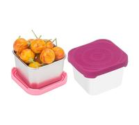 Adorila 2 Pack Stainless Steel Snack Containers, 6oz Leakproof Small Food Containers with Lids, Reusable Metal Lunch Box for Travel (Red & Pink)
