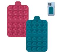 Adorila 2 Pcs Silicone Phone Suction Grip Mount, Double Side Adhesive Sticky Phone Grip for Hand-Free, 3.58" x 2.17" Mount Phone Grips for Back of Phone (Red, Dark Green)