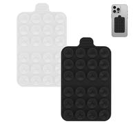 Adorila 2 Pcs Silicone Phone Suction Grip Mount, Double Side Adhesive Sticky Phone Grip for Hand-Free, 3.58" x 2.17" Mount Phone Grips for Back of Phone (Black, White)