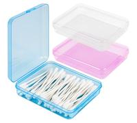 Adorila 3 Pack Travel Cotton Swab Qtip Holder, Portable Hair Tie Organizer with Lid, Flosser Dispenser, Lightweight Storage Organizer for Bathroom Vanity Countertop