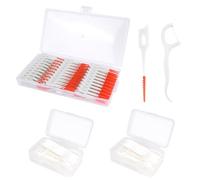 Adorila 300 Pack Silicone Interdental Brushes with 100 Dental Floss Picks, Disposable Dental Toothpicks Brush Between Teeth, Dental Picks for Teeth Cleaning (Orange)