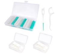 Adorila 300 Pack Silicone Interdental Brushes with 100 Dental Floss Picks, Disposable Dental Toothpicks Brush Between Teeth, Dental Picks for Teeth Cleaning (Green)