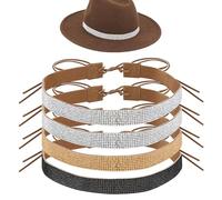 Adorila 4 Pack Bling Rhinestone Cowboy Hat Bands, Adjustable Cowgirl Hat Belt, Cowboy Hatband Hat Jewelry for Women Men, Multicolored, One Size