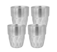 Adorila 4 Pack Small Stainless Steel Double Wall Cups, 10 oz Stackable Metal Drinking Cups, Reusable Hot & Cold Insulated Tumblers Glasses for Home Office Party (Silver)