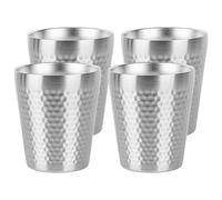 Adorila 4 Pack Stainless Steel Insulated Cup Double Wall, 10 oz Stackable Metal Cups For Drinking, Reusable Drinking Glasses for Home Office Party Outdoor (Silver)