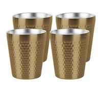 Adorila 4 Pack Stainless Steel Insulated Cup Double Wall, 10 oz Stackable Metal Cups For Drinking, Reusable Drinking Glasses for Home Office Party Outdoor(Gold)