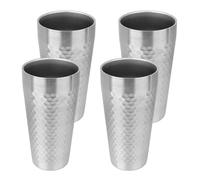 Adorila 4 Pack Stainless Steel Insulated Cup Double Wall, 22 oz Metal Stackable Water Tumblers, Reusable Drinking Glasses for Home Office Party Outdoor (Silver)
